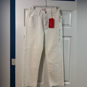 NWT Lucky Brand Women's Off-White Straight Leg Cropped Jeans